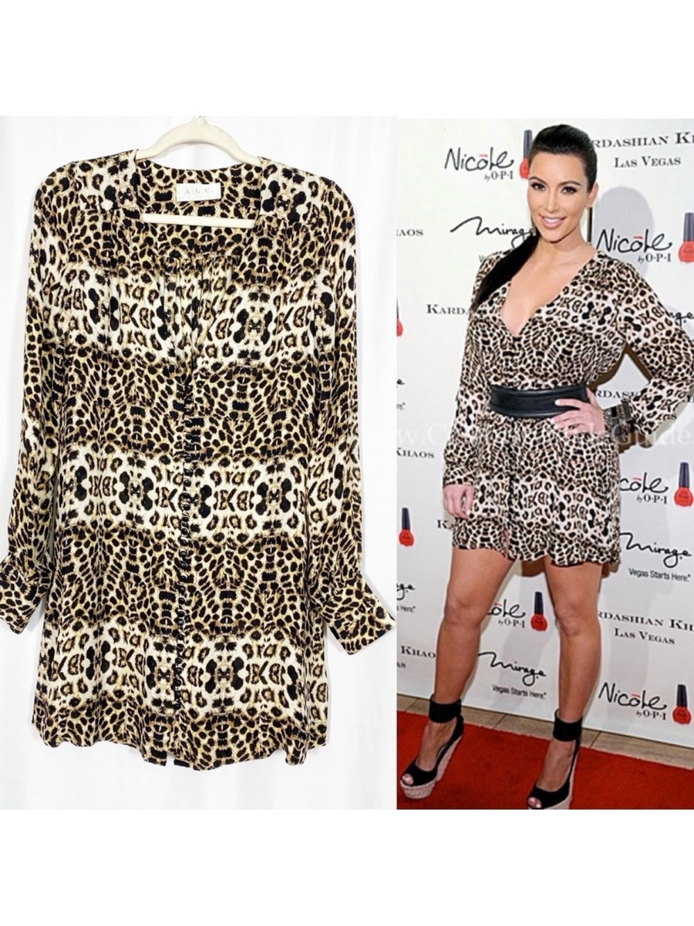 A.L.C. Daisy Silk Leopard Print Mini Dress Kim Kardashian